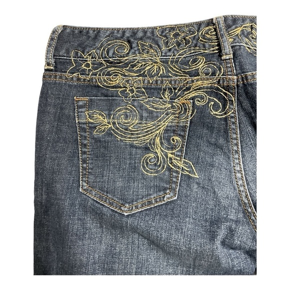 Express Y2K X2 Quality Denim Jeans Sz 8 Zelda Skinny Low Rise w/ Gold Embroidery - Picture 8 of 11